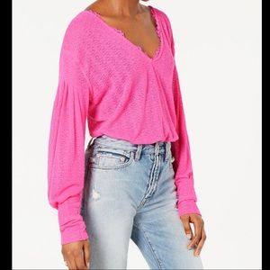 Free People Dream Girl V-Neck Lace Sweater